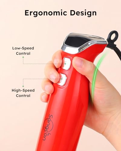 Immersion Blender Handheld (3 In 1 Immersion Blender & Stick & Milk Frother / Red)