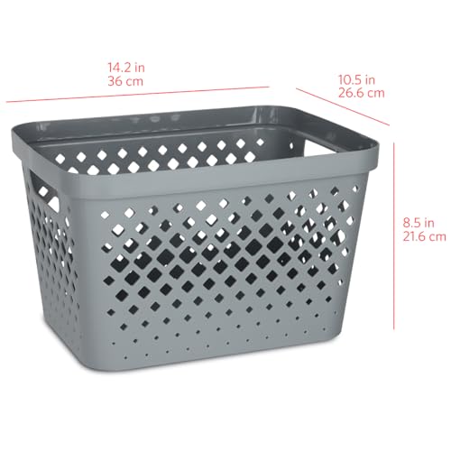 Plastic Storage Basket Set (Grey / 4 Gallon)