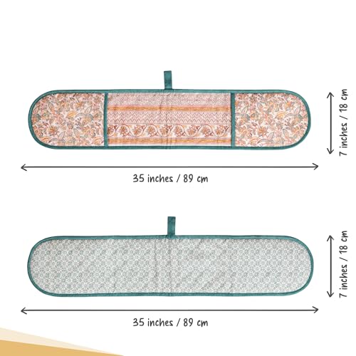 Double Oven Mitts 100% Cotton Double Oven Glove (047 - Nila / 7" x 35" (Double Oven Mitt))