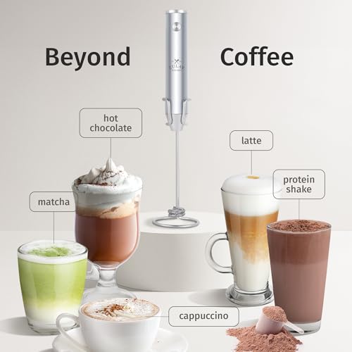 Rechargeable Milk Frother Handheld (Lux Premium Silver / Rechargeable Z1 Motor Max)