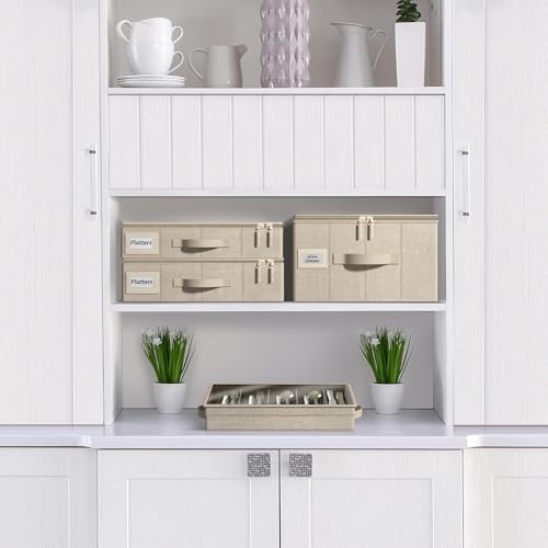 Platter Storage Case for Dinnerware (Beige / 2 Piece Platter Storage)