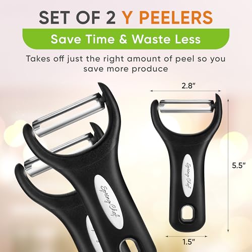Set of 2 Stainless Steel Y Shaped Vegetable Peeler for Kitchen (2 Count)