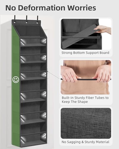 Over Door Organizer Hanging Shelves Large Clear Deep Pockets (Black / 6-Shelves 62.2"H)