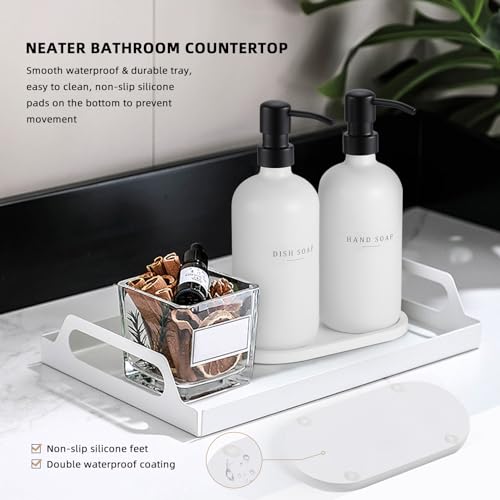 Glass Soap Dispenser (White Bottle/Black Pump + Tray + Funnel)
