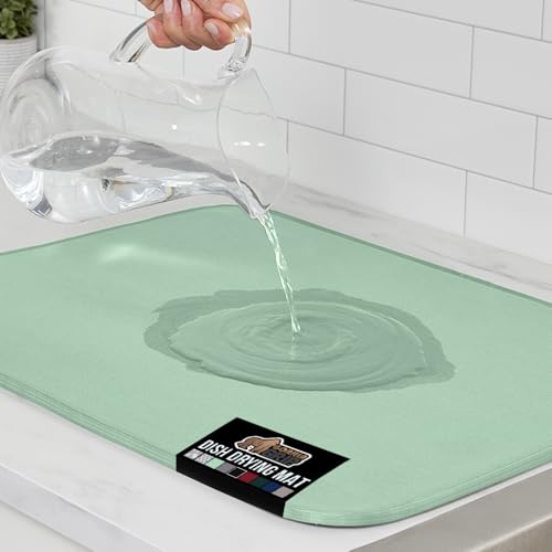Ultra Absorbent Microfiber Dish Drying Mat (18" x 32" / Microfiber / Mint)