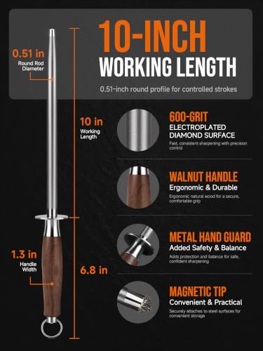 Diamond Knife Sharpener Rod