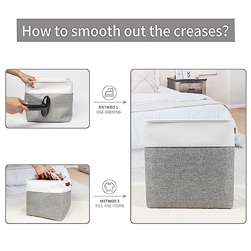 13x13 Cube Storage Bins (Gray / Off-White / Cube - 13"x13"x13")