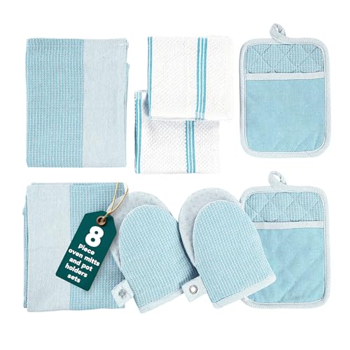 Oven Mitts and Pot Holders Sets (04: Oven Mitts - Aqua / Oven Mitt Set - 8 Pack)