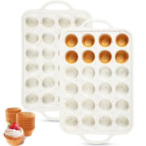 2 Silicone Muffin Pans with 200 Liners (24-cup Mini)