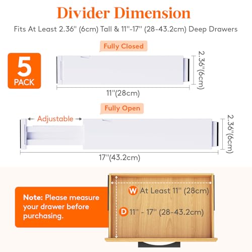 2.36" Upgrade Kitchen Drawer Dividers (5 Count)