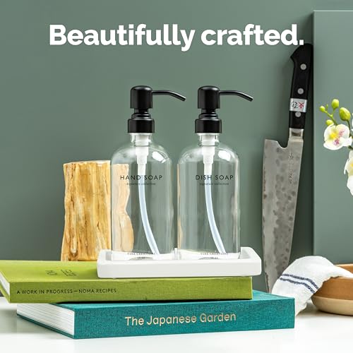 Glass Soap Dispenser Set (Clear Bottle / Matte Black Pump)