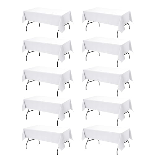 10 Pack White Tablecloths for Rectangle Tables (White / 54x108 In, 10 Pack)