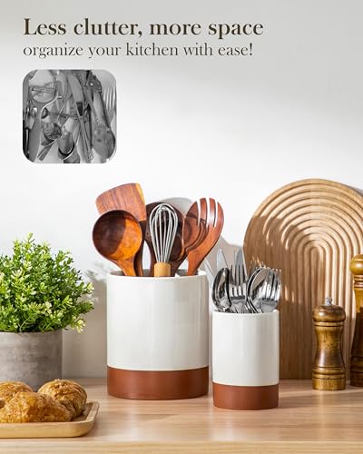 Utensil Holder (Khaki White / 7.3"+5.5" (Set of 2))