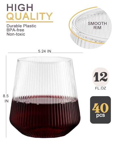 40 Pack Plastic Wine Glasses (Ripple-40 Pack / no)