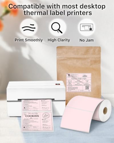 4x3 Inch Thermal Labels (4"x3" / Pink)