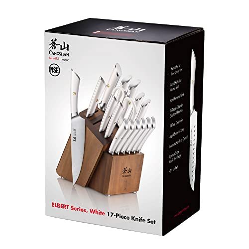 ELBERT Series German Steel Forged Knife Block Sets (17-Piece / White)
