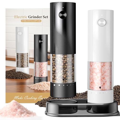 Electric Salt and Pepper Grinder Set (Black/White)