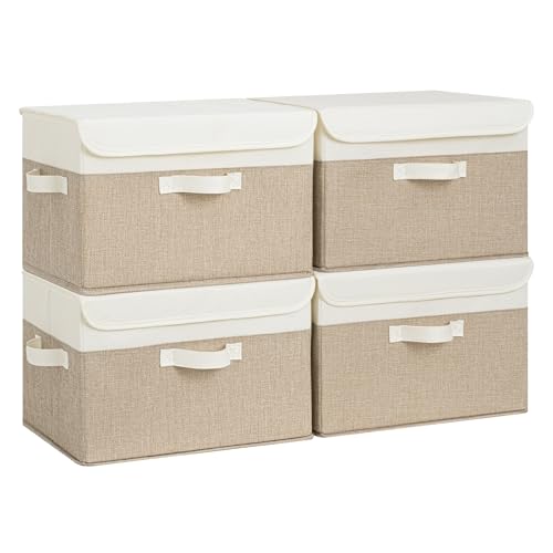 Memory Keepsake Storage Box (Brown/White / Large-4 Pack)