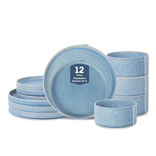 Bao 12 Piece Dinnerware Set Stoneware (Blue / 12-Piece - Service for 4)