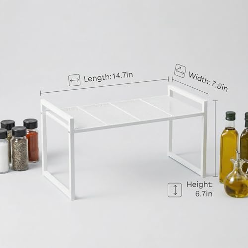 Stackable Kitchen Cabinet Organizer Shelf Pantry Rack (Set of 1 White / 14.8'' W)