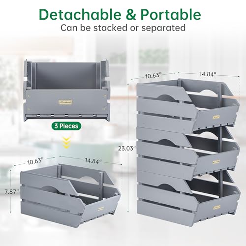 Wood Potato Onion Storage Bins (Dusty Grey)