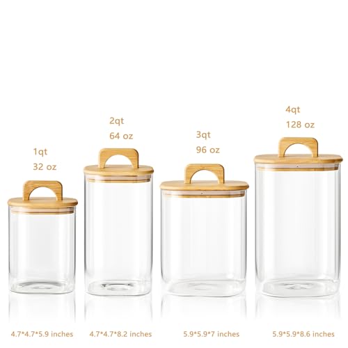 Sweejar 4 qt Large Jars with Bamboo Lids (4qt(1gal) 2pcs)