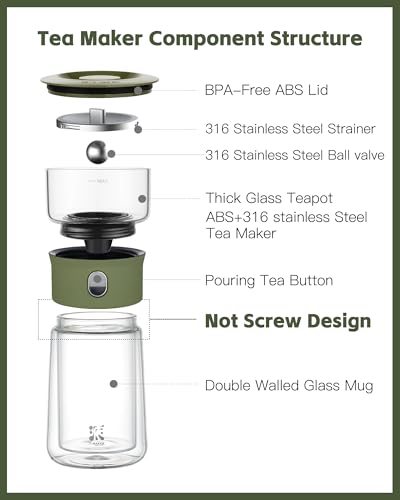 Modern Glass Infuser Teapot (05-Army Green / 9oz)
