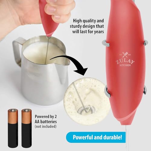 Premium One Touch Milk Frother for Coffee (Ruby Red / Gift Box Frother)