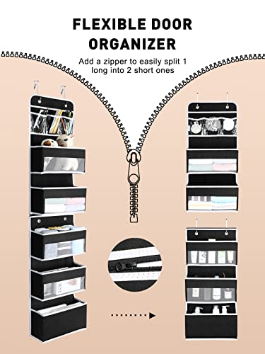2-in-1 Over The Door Organizer for Nursery Closet Bathroom Dorm (Black / 6 Tier)