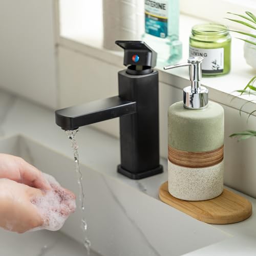 Ceramic Dish Soap Dispenser for Bathroom Shower Hand Soap Dispenser (Green and White / 1xSoap Dispenser)