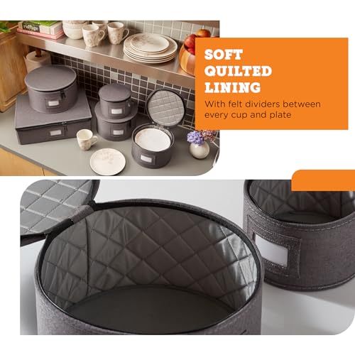 5 Piece China Storage Set (Gray / 5 Piece Hard Shell Set for Mugs & Plates)