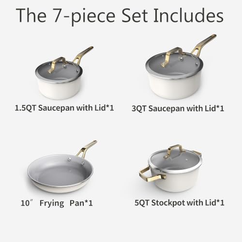 7 Piece Ceramic Cookware Set (White / 7pc set)