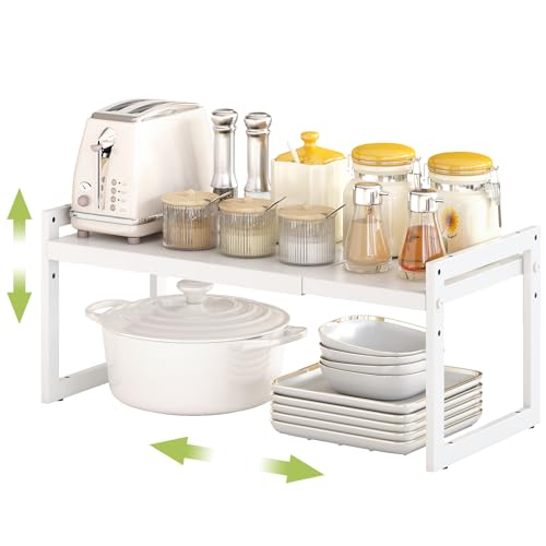 Expandable Cabinet Shelf Organizer Stackable Kitchen Counter Shelf