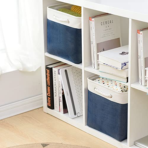 Organization and Storage Basket for Gifts Empty (White & Jean Blue / Large Cube-2 Pack)