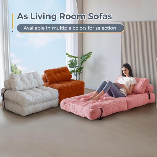 Folding Sofa Bed (New Orange / Single)