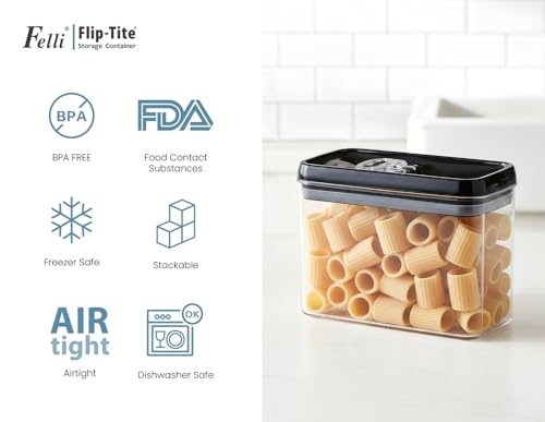 Flip Tite Storage Container with Lid 4” RECTANGULAR Airtight Ring Flip Top (Black / 4")