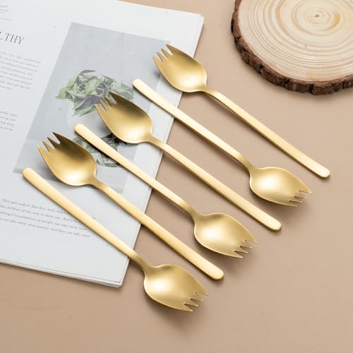 8 Piece Gold Salad Serving Set (Salad Servers Set include 6 Forks gold)