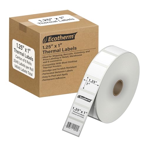 1.25" x 1" Thermal Labels (14040 Count)