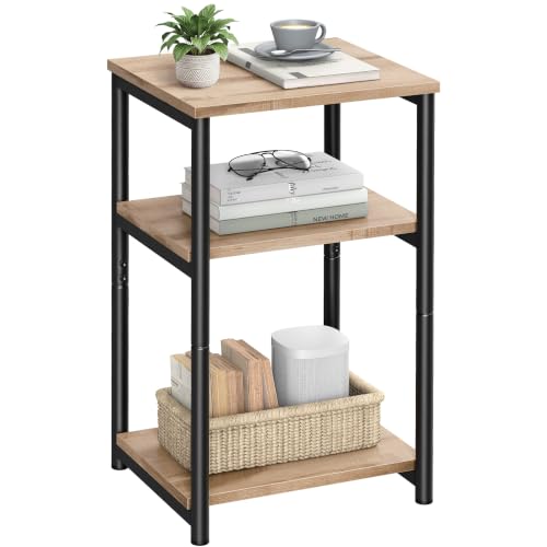 Side Table Small End Table (Camel Brown + Ink Black)