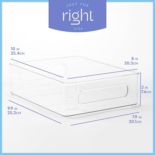 Plastic Food Storage 8 Pack Clear Container Bin with Handles for Organizing Kitchen (8 Count)