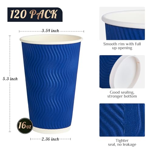 Disposable Paper Coffee Cups (16oz-120pack)