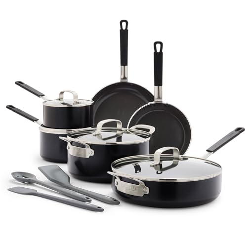 x Bobby Flay 13 Piece Nonstick Cookware Pots and Pans Set (13 Piece Cookware Set / Black)
