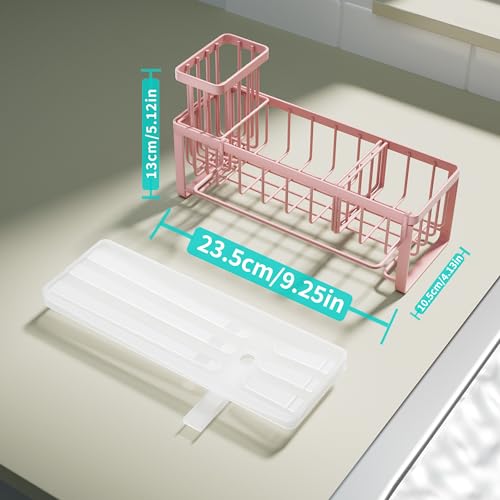 Sponge Holder for Kitchen Sink (Pink / with Dishcloth Holder)