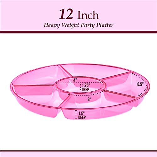 6 Sectional Round Plastic Serving Tray (Pink)