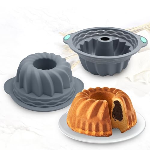 4 Pieces Silicone Fluted Tube Cake Pans (4pcs fluted tube cake pans (10 Cups))