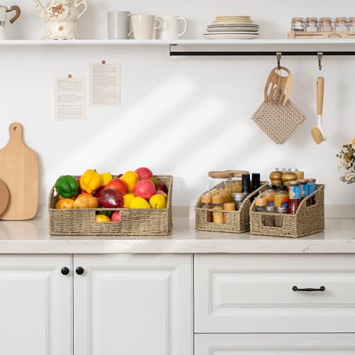 Seagrass Storage Baskets (Natural(Seagrass) / 17"L x 11"W x 7½"H + 2x 7½"L x 9½"W x 6¾"H)