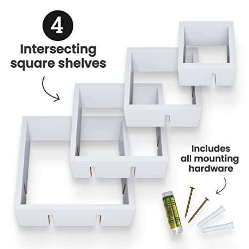 4 Cube Intersecting Shelves (Rustic White / 4)