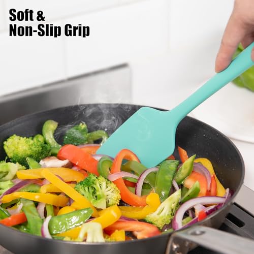 600°F Heat Resistant Silicone Large Spatula (11.4in (Flat Spatula) / Aqua Sky)