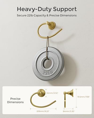 Gold Towel Ring Wall Mounted for Bathroom (Gold)