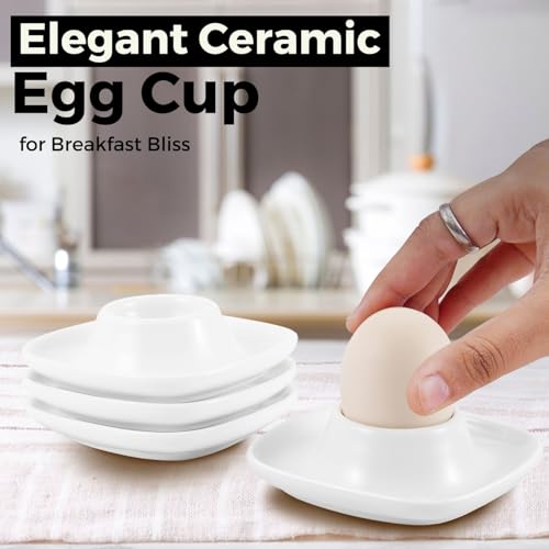 Soft Boiled Egg Cups (4 Pack / Square Style, White)